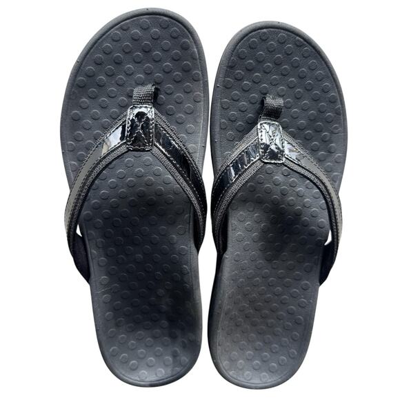 Vionic Women's Tide II Toe Post Black Flip Flop Orthotic Comfort Arch Support- 9 - Picture 3 of 6
